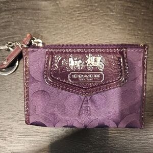 EUC Coach Purple Key, Coin & Card Holder with Metallic Finish